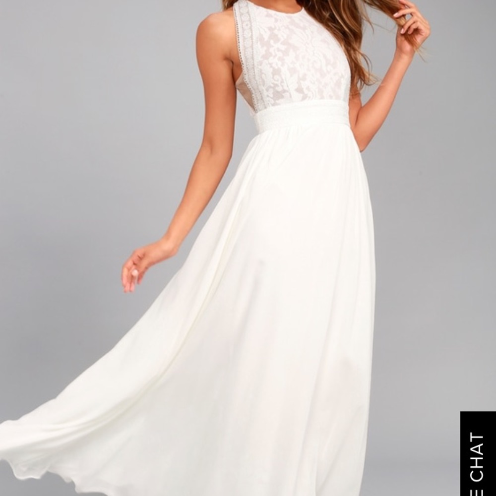 Forever and Always White Lace Maxi Dress